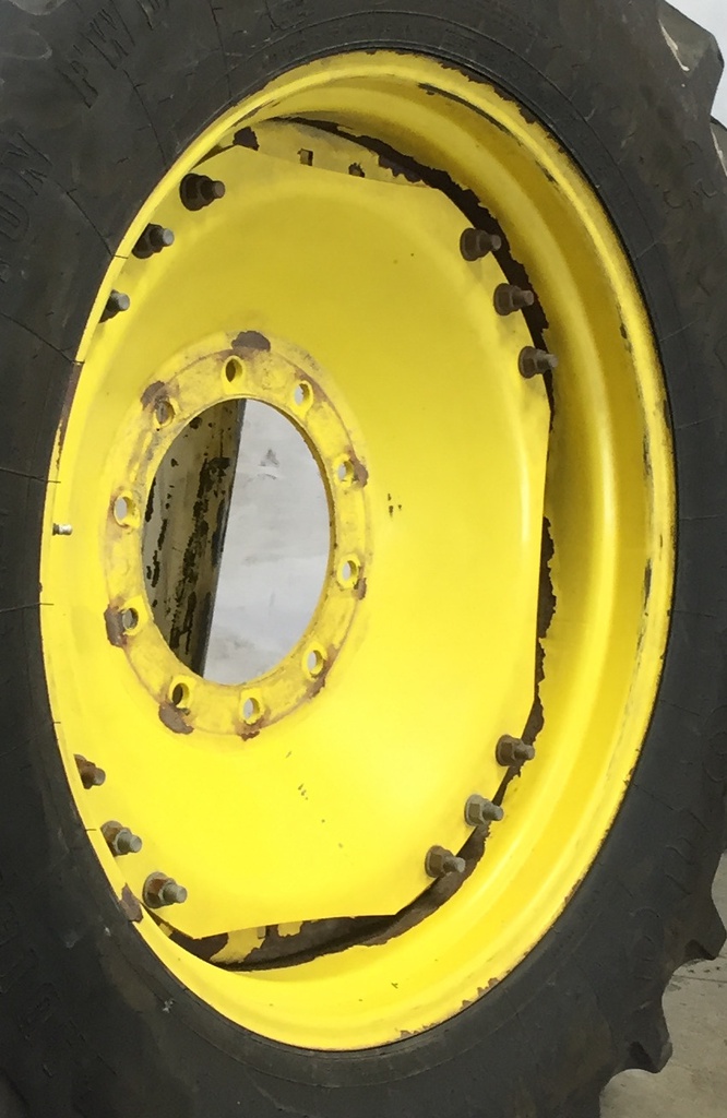 13"W x 34"D Waffle Wheel (Groups of 3 bolts) Rim with 10-Hole Center, John Deere Yellow