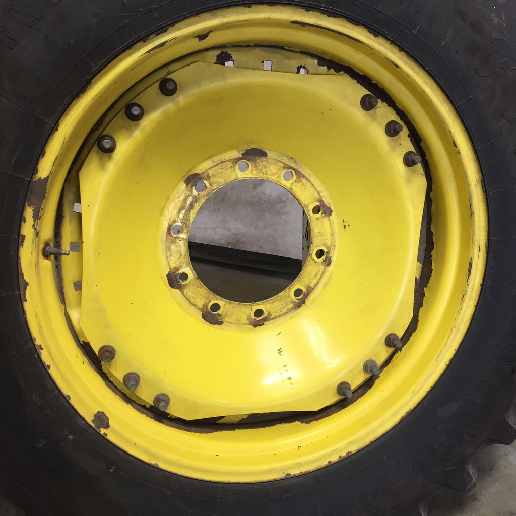 13"W x 34"D Waffle Wheel (Groups of 3 bolts) Rim with 10-Hole Center, John Deere Yellow