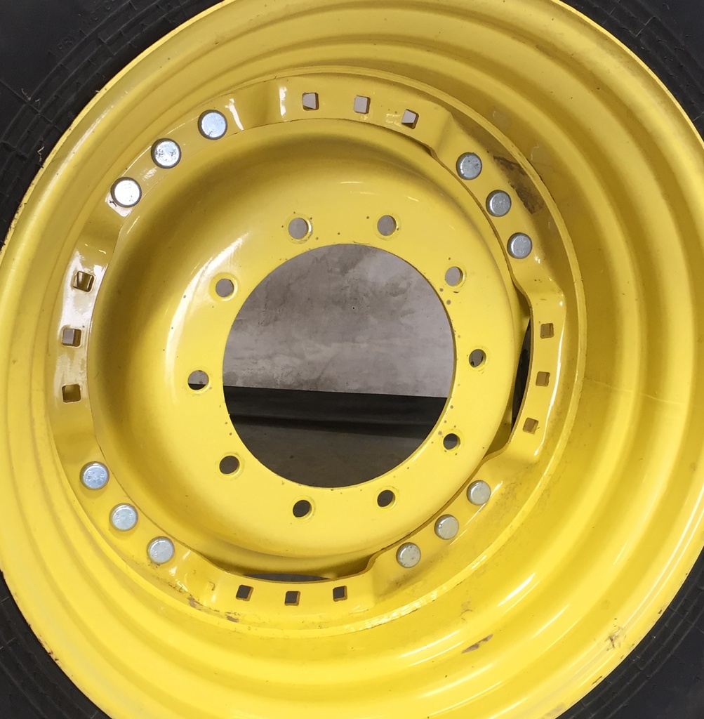 15"W x 30"D Waffle Wheel (Groups of 3 bolts) Rim with 10-Hole Center, John Deere Yellow