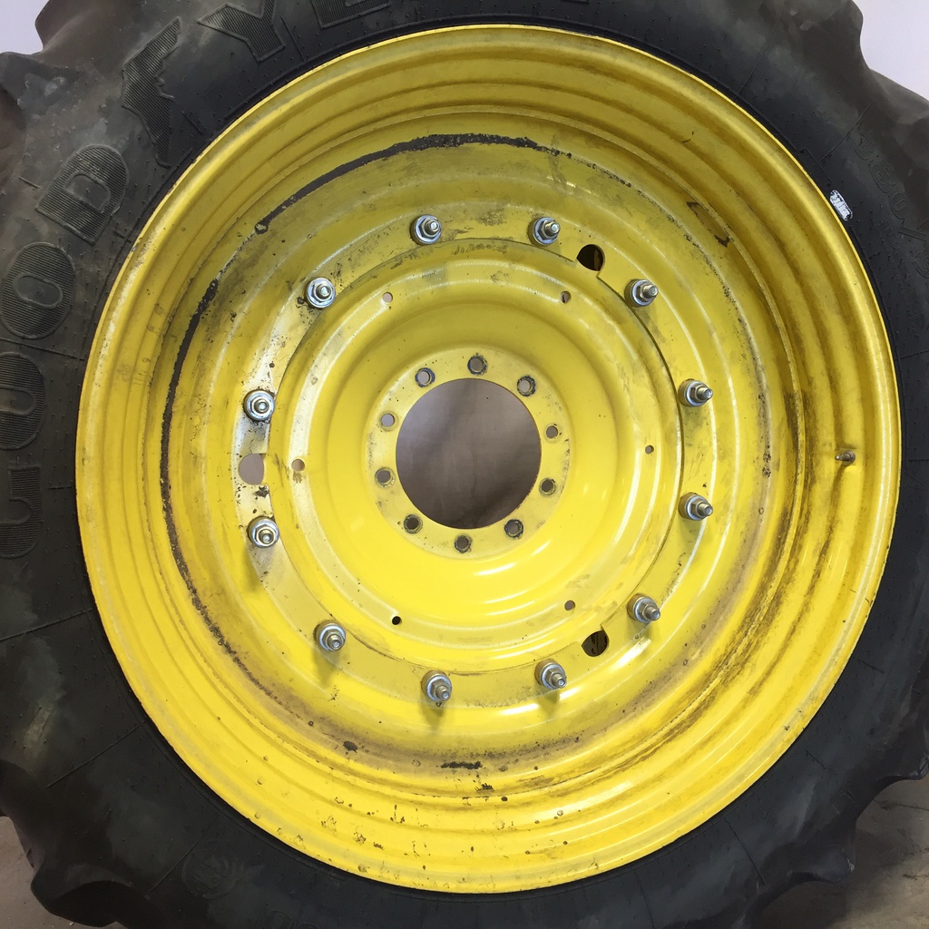 12"W x 50"D Stub Disc Rim with 10-Hole Center, John Deere Yellow