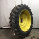 480/80R50 Michelin AgriBib R-1W on John Deere Yellow 10-Hole Formed Plate W/Weight Holes 75%
