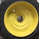 480/80R50 Michelin AgriBib R-1W on John Deere Yellow 10-Hole Formed Plate W/Weight Holes 75%