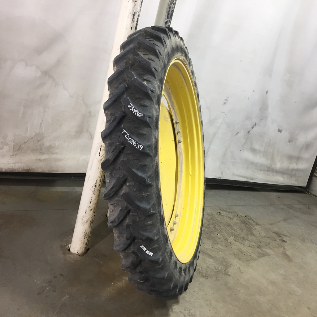 230/95R48 Kleber Super 3 R-1W on John Deere Yellow 8-Hole Stub Disc (groups of 3 bolts) 65%