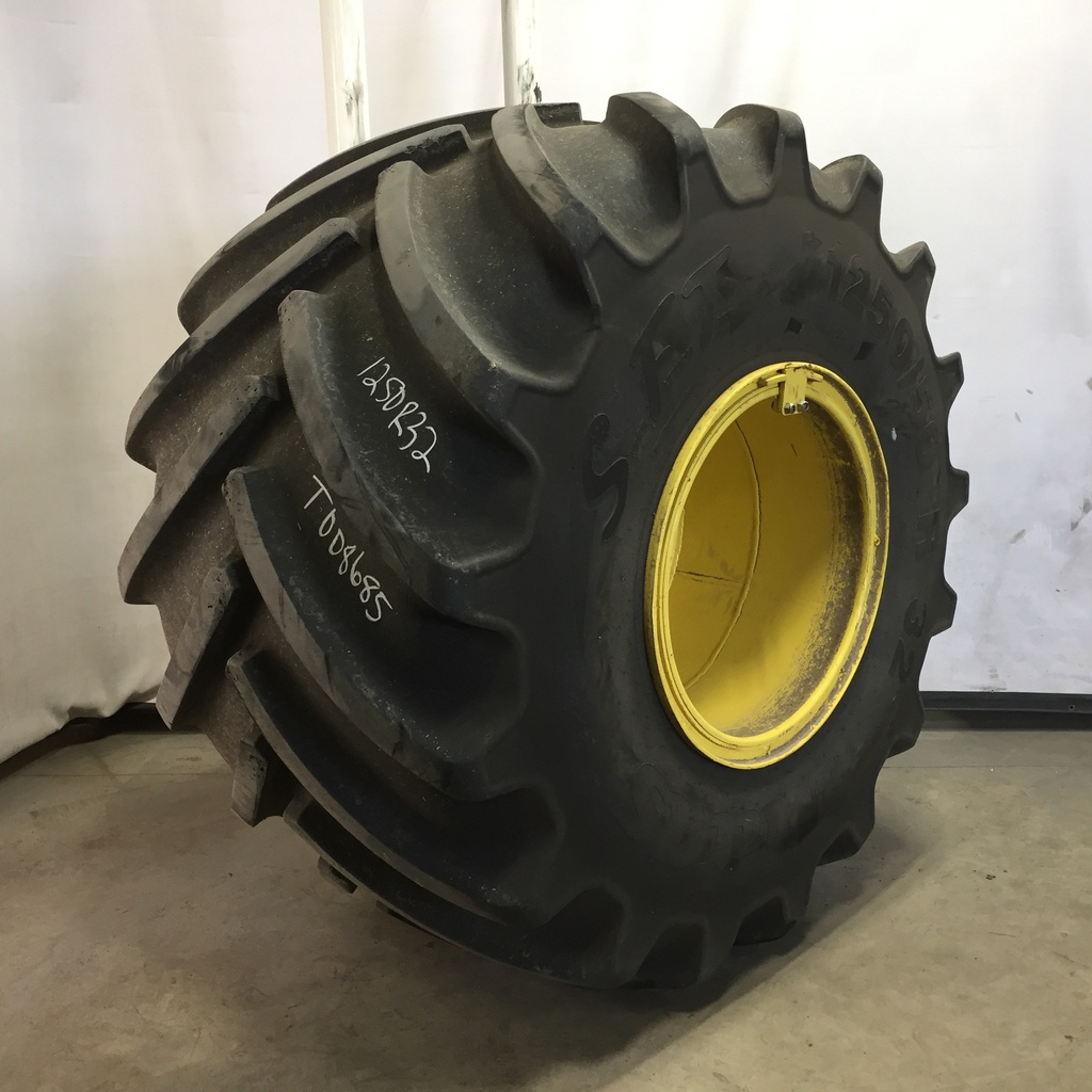 1250/50R32 Mitas SuperFlexion Tire (SFT) R-1W on John Deere Yellow 10-Hole "VA" Wheel Assy 90%