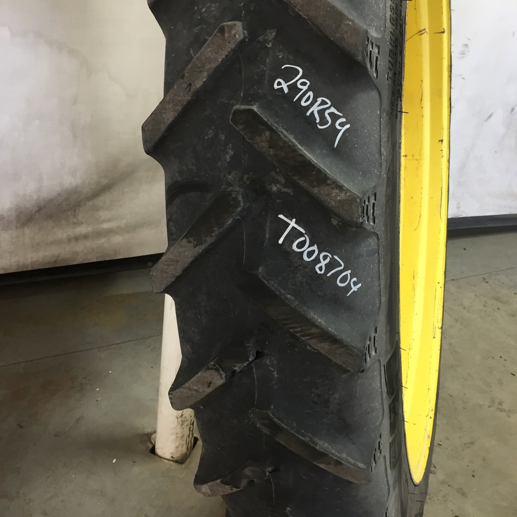 270/95R54 BKT Tires Agrimax RT 955 R-1W on John Deere Yellow 12-Hole Stub Disc 60%