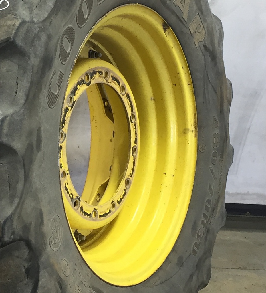 15"W x 30"D Waffle Wheel (Groups of 2 bolts) Rim with 12-Hole Center, John Deere Yellow