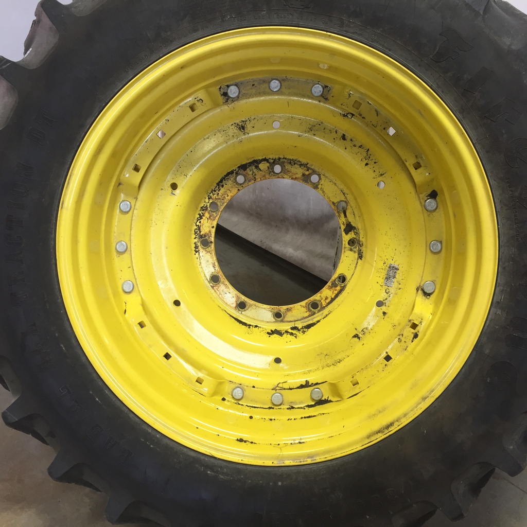 12"W x 38"D Waffle Wheel (Groups of 3 bolts) Rim with 12-Hole Center, John Deere Yellow