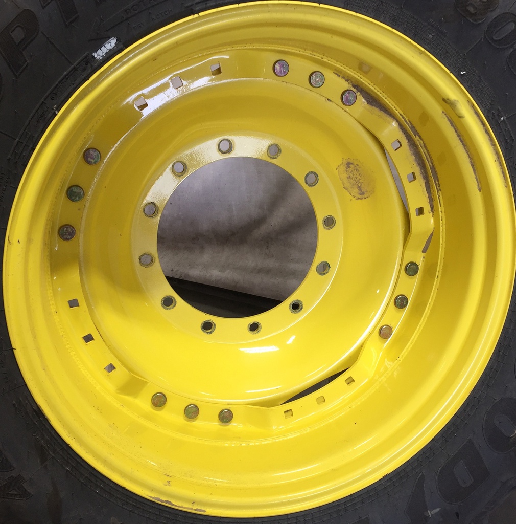 13"W x 34"D Waffle Wheel (Groups of 3 bolts) Rim with 12-Hole Center, John Deere Yellow