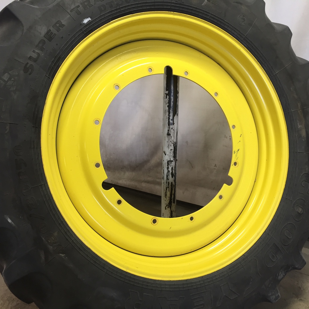 480/80R50 Goodyear Farm DT800 Super Traction R-1W on John Deere Yellow 12-Hole Stub Disc 65%