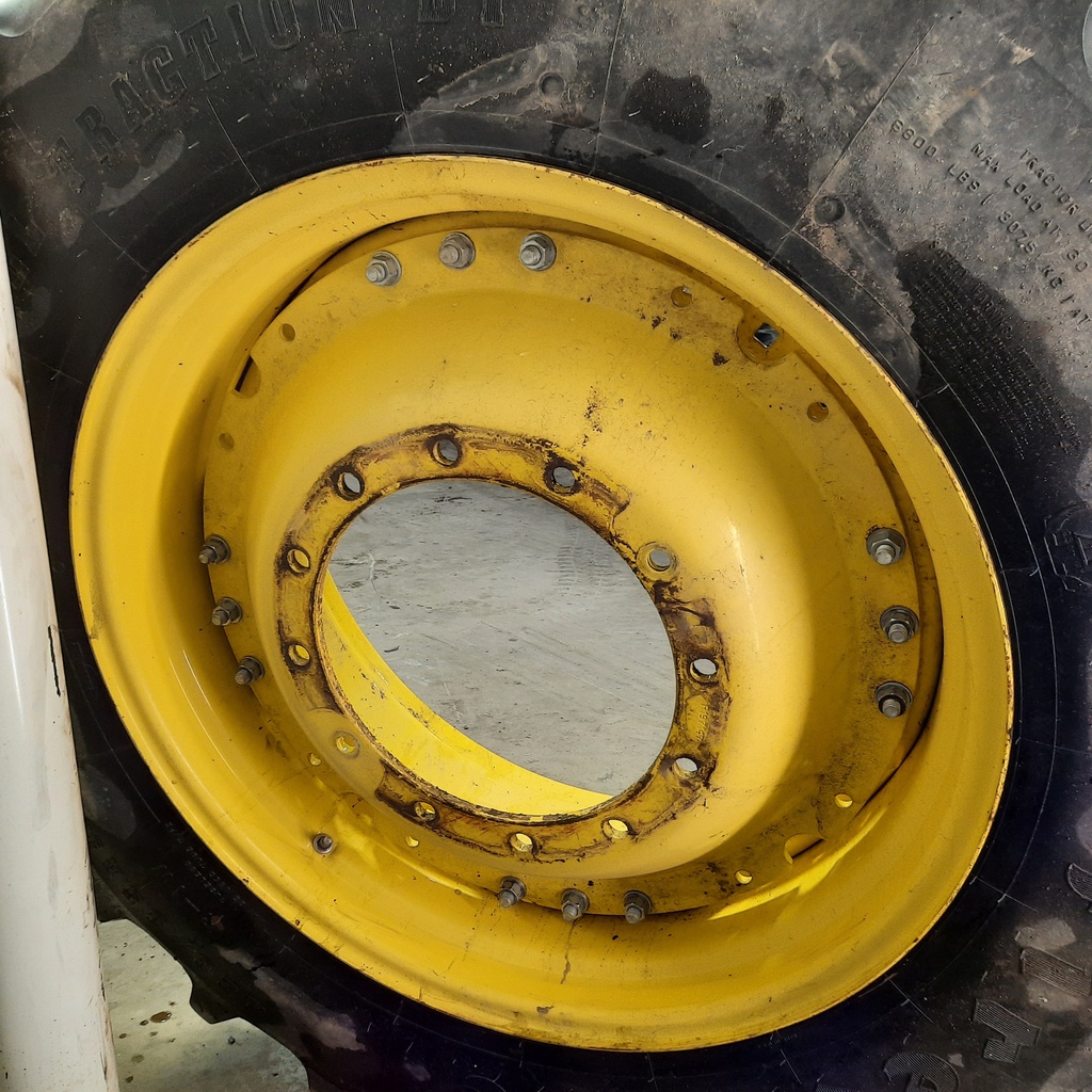 15"W x 34"D Waffle Wheel (Groups of 3 bolts) Rim with 12-Hole Center, John Deere Yellow