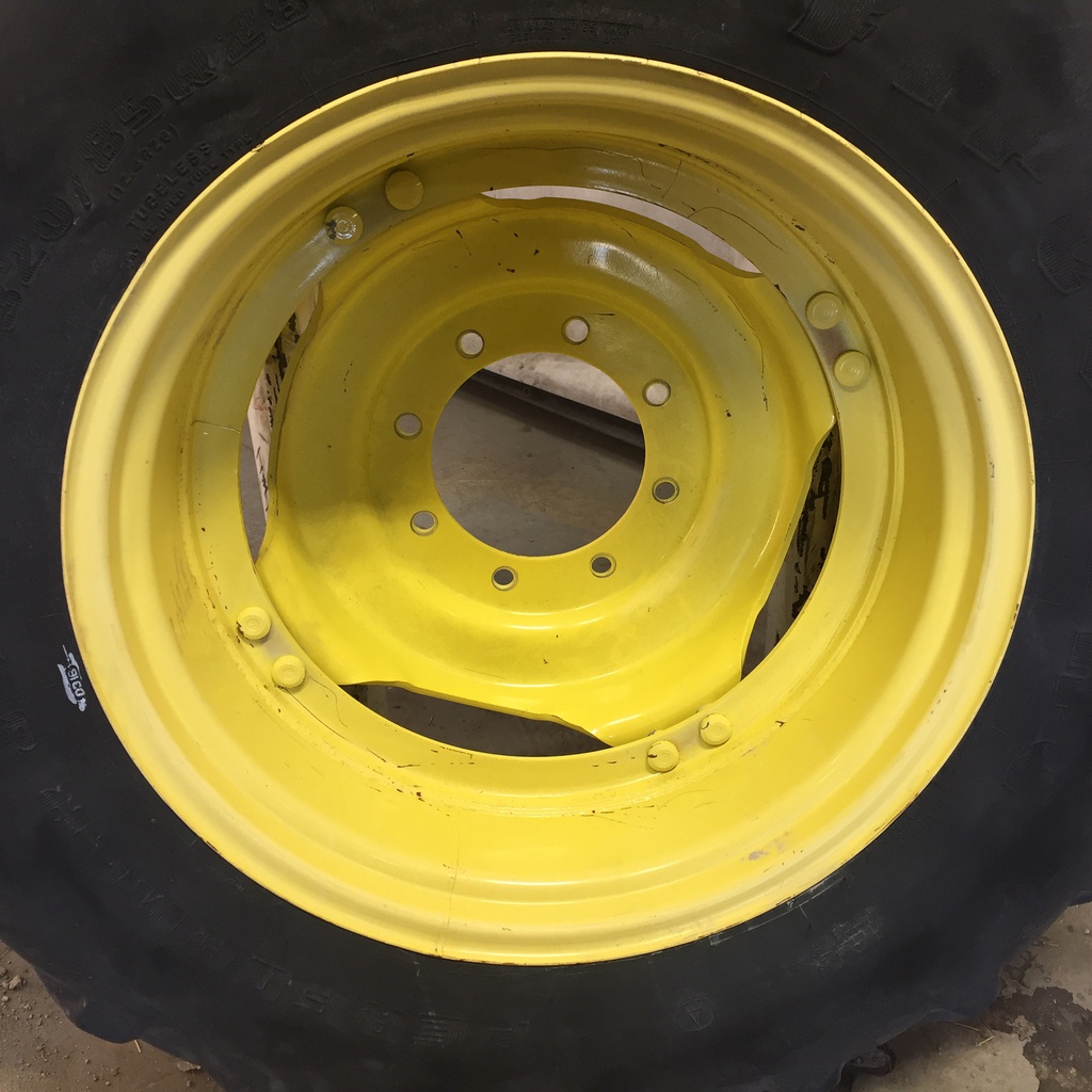 10"W x 28"D Stub Disc (groups of 2 bolts) Rim with 8-Hole Center, John Deere Yellow