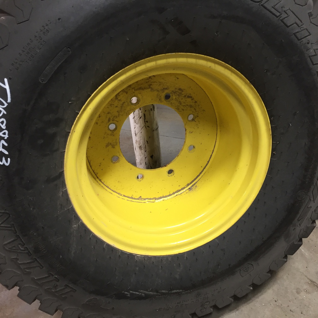 44/18.00-20 Titan Farm Multi Trac C/S NHS  HF-1 on John Deere Yellow 8-Hole Formed Plate 95%