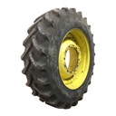 420/85R34 Firestone Radial All Traction DT R-1W on John Deere Yellow 12-Hole Waffle Wheel (Groups of 3 bolts) 55%