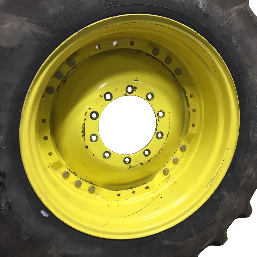 15"W x 34"D Waffle Wheel (Groups of 3 bolts) Rim with 10-Hole Center, John Deere Yellow