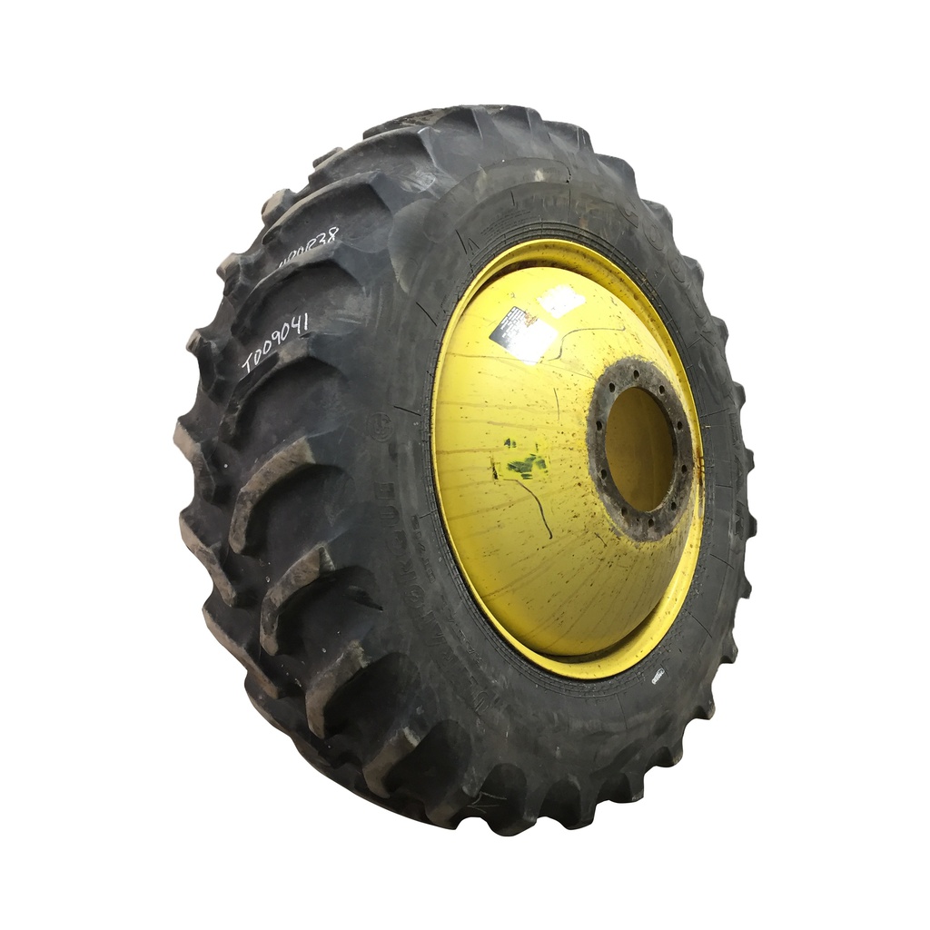480/80R38 Goodyear Farm UltraTorque Radial R-1 on John Deere Yellow 10-Hole Dolly Dual 80%