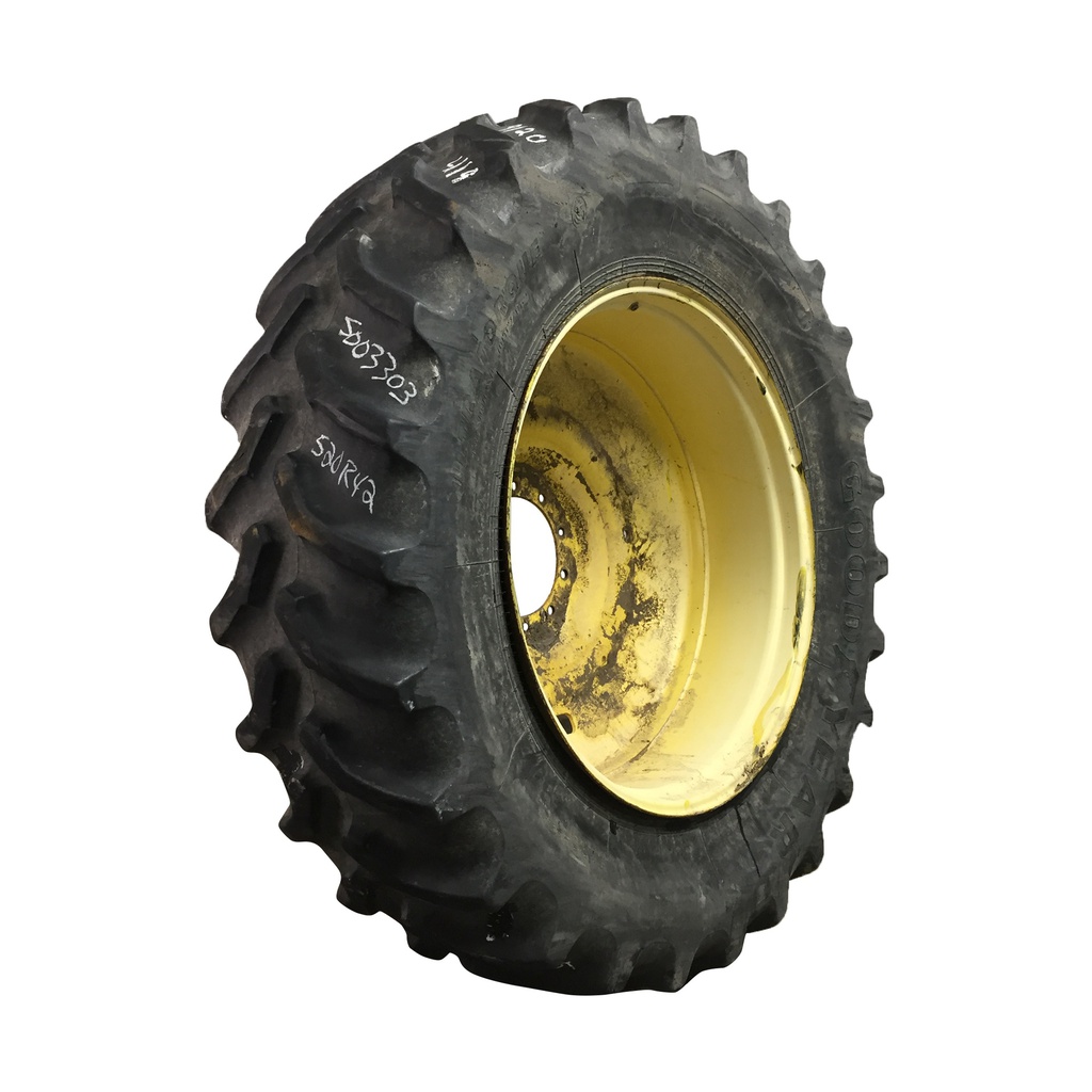 520/85R42 Goodyear Farm UltraTorque Radial R-1 on John Deere Yellow 10-Hole Formed Plate 70%