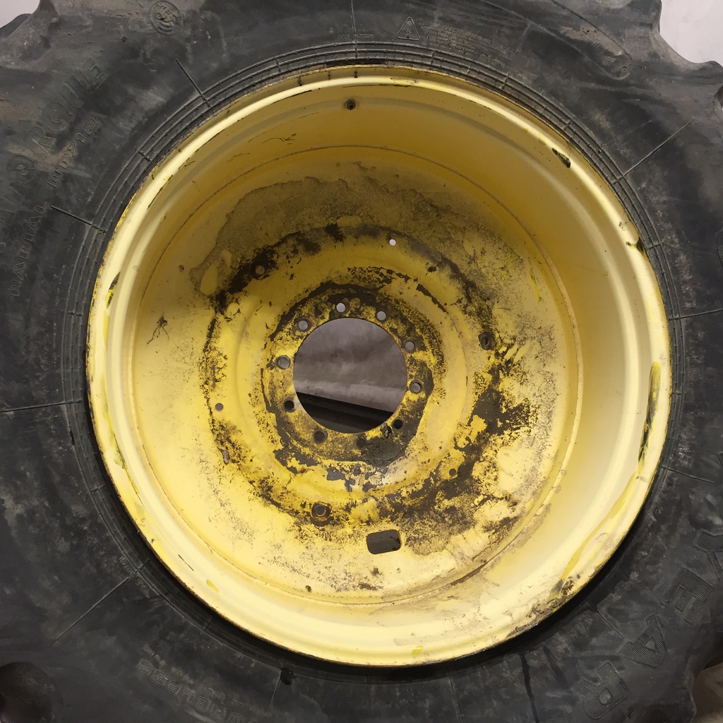 520/85R42 Goodyear Farm UltraTorque Radial R-1 on John Deere Yellow 10-Hole Formed Plate 70%