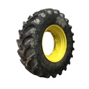 480/80R30 Firestone Radial All Traction DT R-1W on John Deere Yellow 8-Hole Waffle Wheel (Groups of 2 bolts) 90%
