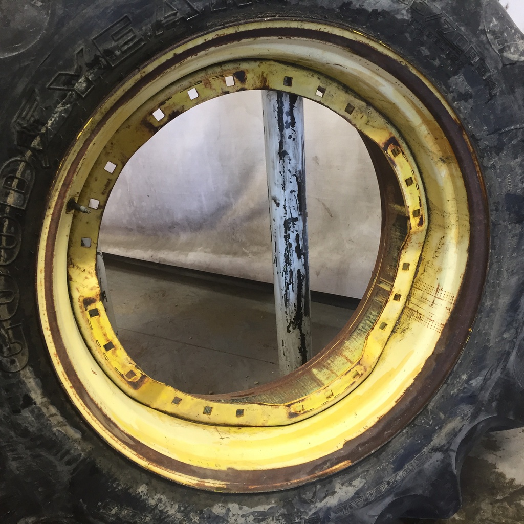 480/70R34 Goodyear Farm Special Sure Grip Radial TD8 R-2 on John Deere Yellow 8-Hole Rim with Clamp/U-Clamp (groups of 2 bolts) 80%