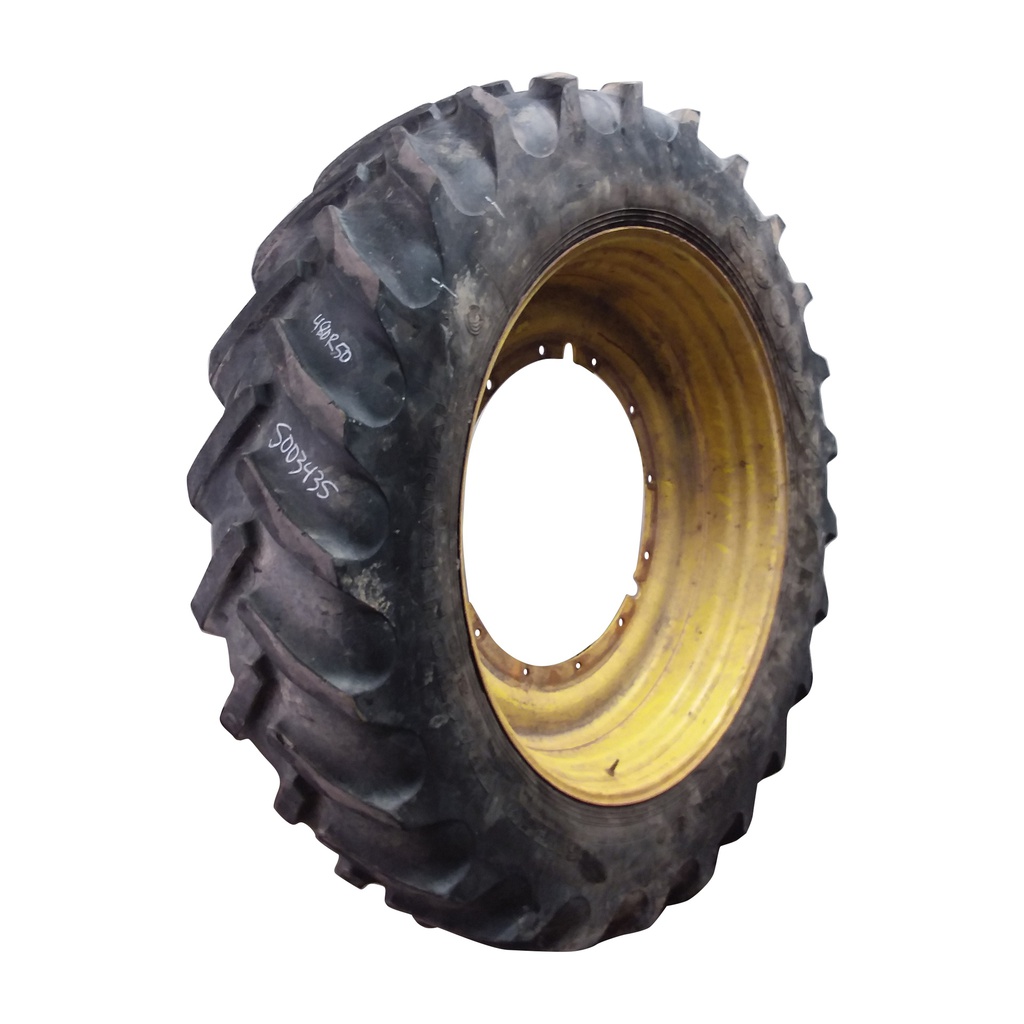 480/80R50 Goodyear Farm DT800 Super Traction R-1W on John Deere Yellow 12-Hole Stub Disc 60%