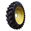 480/80R50 Goodyear Farm DT800 Super Traction R-1W on John Deere Yellow 10-Hole Formed Plate W/Weight Holes 70%