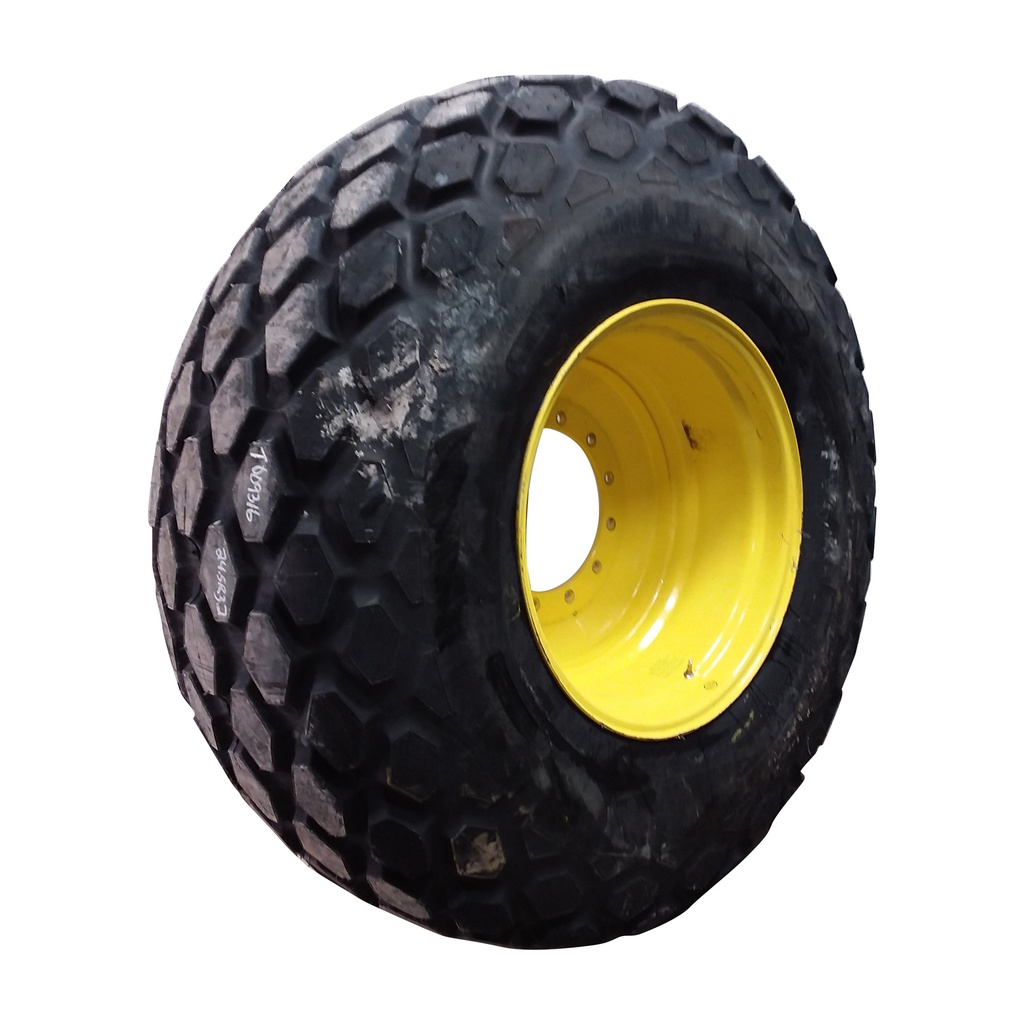 24.5/R32 Titan Farm Torc-Trac II Radial R-3 on John Deere Yellow 12-Hole Formed Plate 99%