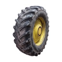 650/65R42 Michelin Multibib(XM108) R-1W on John Deere Yellow 10-Hole Formed Plate W/Weight Holes 65%