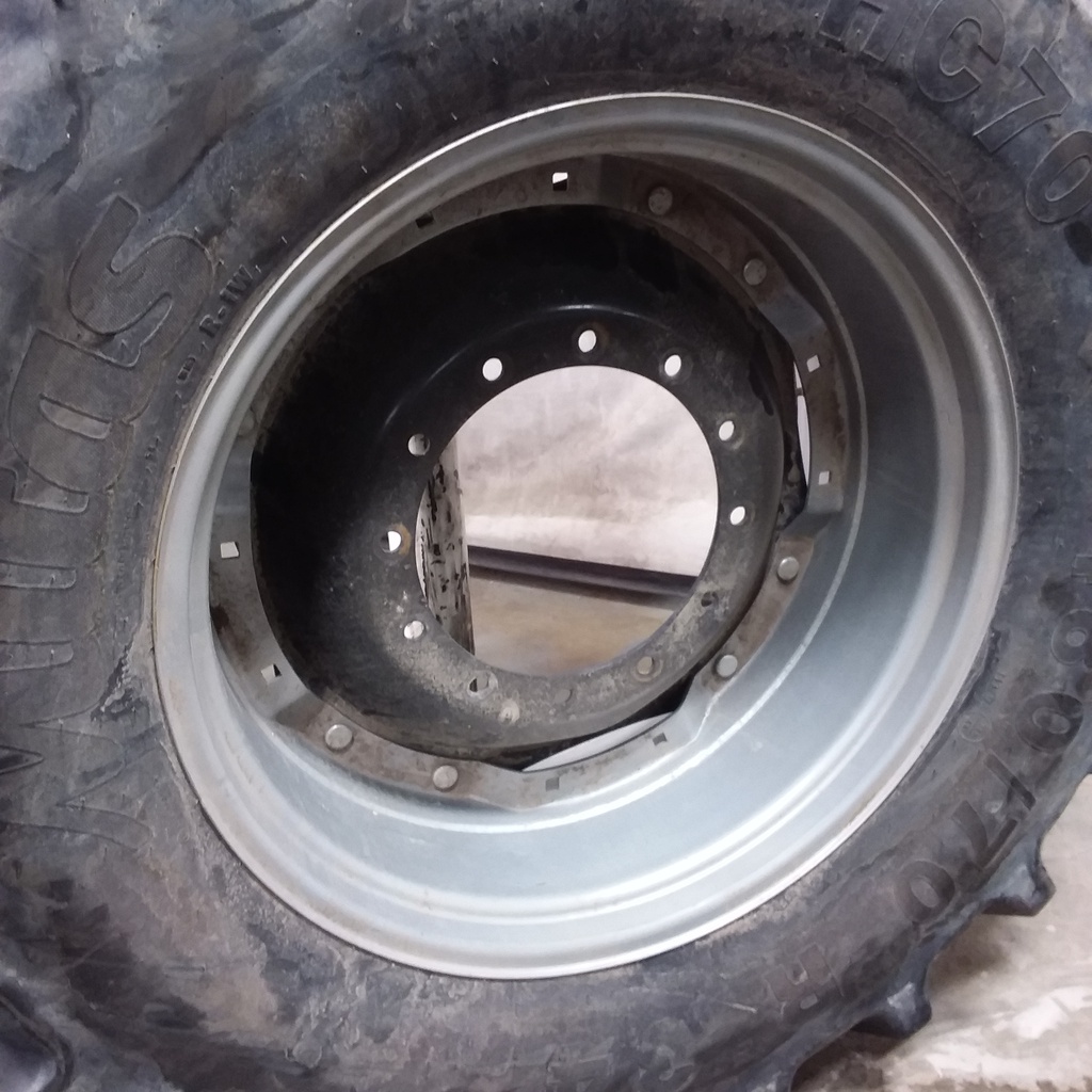 480/70R34 Mitas AC70 Radial  R-1W on Case IH Silver Mist/Black 12-Hole Waffle Wheel (Groups of 2 bolts) 70%