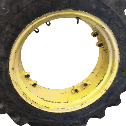 [WS002320-NRW] 11"W x 28"D, John Deere Yellow 8-Hole Rim with Clamp/Loop Style (groups of 2 bolts)
