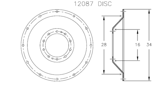 [15659SM] 10-Hole Stub Disc Center for 38"-54" Rim, Case IH Silver Mist