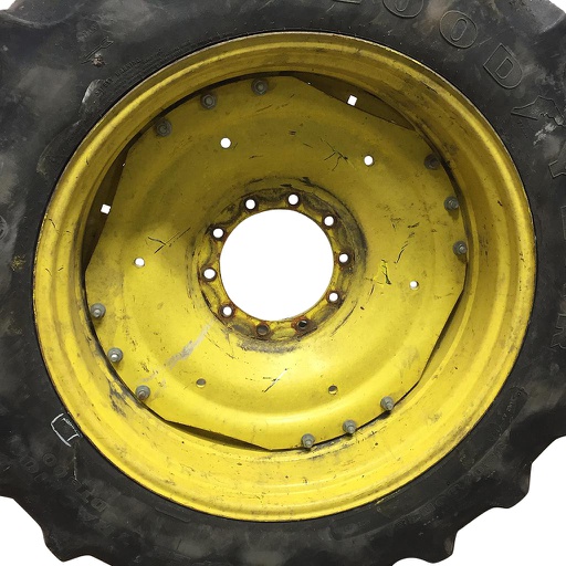 [WT007569] 12"W x 38"D Waffle Wheel (Groups of 3 bolts) Rim with 10-Hole Center, John Deere Yellow