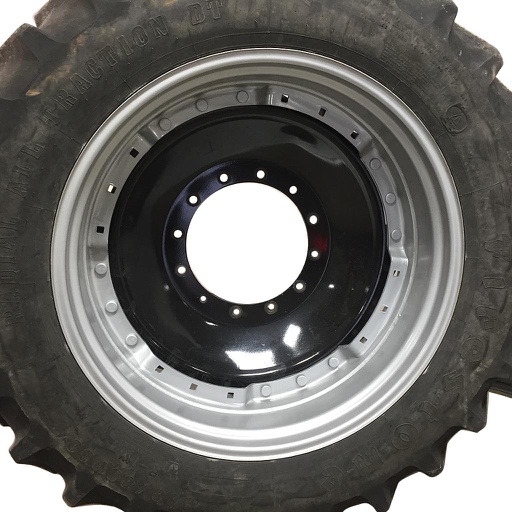 [WT007623] 12"W x 38"D Waffle Wheel (Groups of 3 bolts) Rim with 12-Hole Center, Case IH Silver Mist/Black