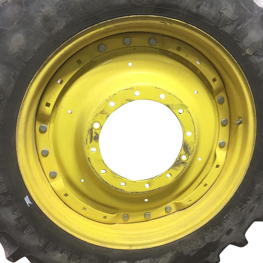 [WT007860] 12"W x 38"D Waffle Wheel (Groups of 3 bolts) Rim with 12-Hole Center, Case IH Silver Mist/John Deere Yellow