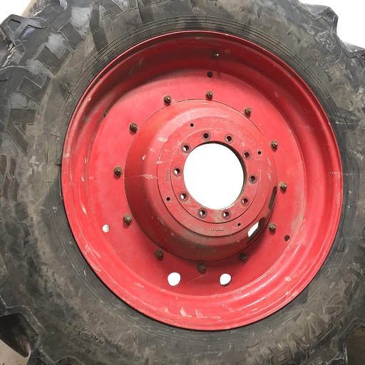 [WT007929] 16"W x 46"D Stub Disc Rim with 10-Hole Center, Fendt/Agco Red/Agco Corp Gray