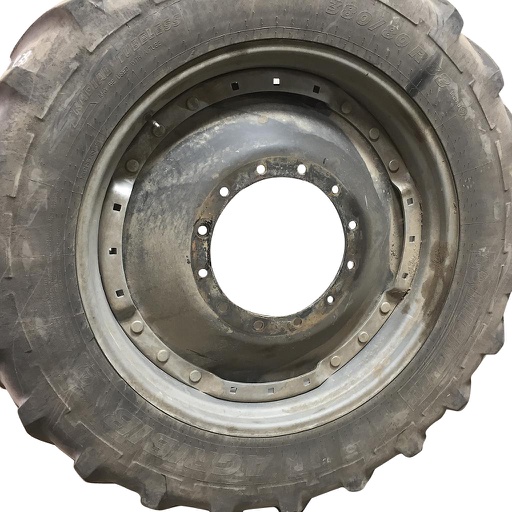 [WT007978] 12"W x 38"D Waffle Wheel (Groups of 3 bolts) Rim with 12-Hole Center, Case IH Silver Mist/Black
