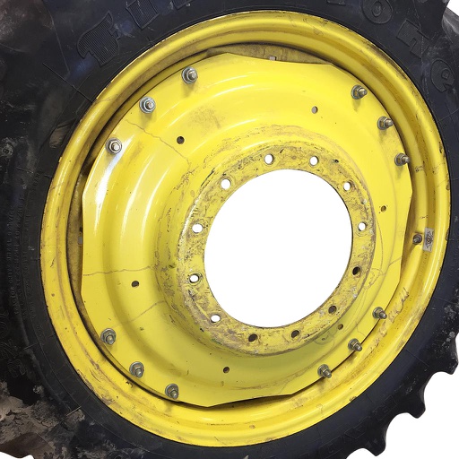 [WT008168] 10"W x 38"D Waffle Wheel (Groups of 3 bolts) Rim with 12-Hole Center, John Deere Yellow