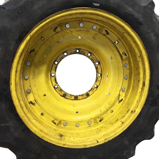 [WT008371] 12"W x 38"D Waffle Wheel (Groups of 3 bolts) Rim with 12-Hole Center, John Deere Yellow