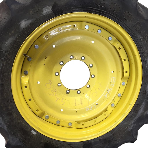 [WT008422] 12"W x 38"D Waffle Wheel (Groups of 3 bolts) Rim with 10-Hole Center, John Deere Yellow