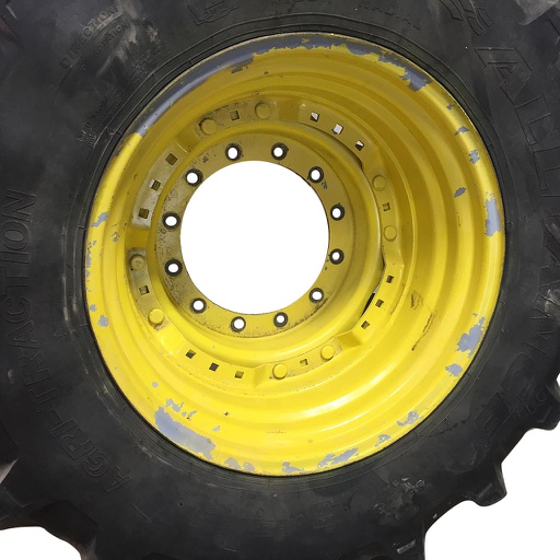 [WT008474] 15"W x 30"D Waffle Wheel (Groups of 3 bolts)/Waffle Wheel (Groups of 2 bolts) Rim with 12-Hole Center, John Deere Yellow