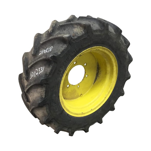 [S002331] 280/70R18 Mitas AC70 Radial  R-1W on John Deere Yellow 6-Hole Implement 50%