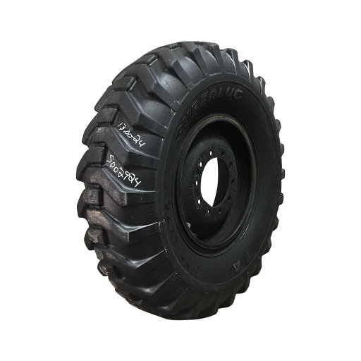 [S002924] 13.00/-24 Specialty Tires of America(STA) Superlug E-2/G-2 on Black 10-Hole OTR Wheel/3-piece 80%