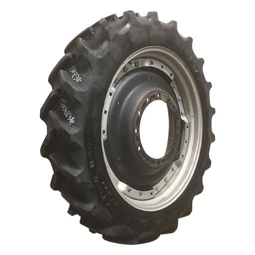 [T006836] 320/85R38 Goodyear Farm DT800 Super Traction R-1W on Case IH Silver Mist/Black 12-Hole Waffle Wheel (Groups of 3 bolts) 75%