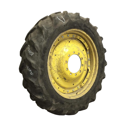 [T006858] 380/80R38 Goodyear Farm DT800 Super Traction R-1W on John Deere Yellow 10-Hole Waffle Wheel (Groups of 3 bolts) 40%