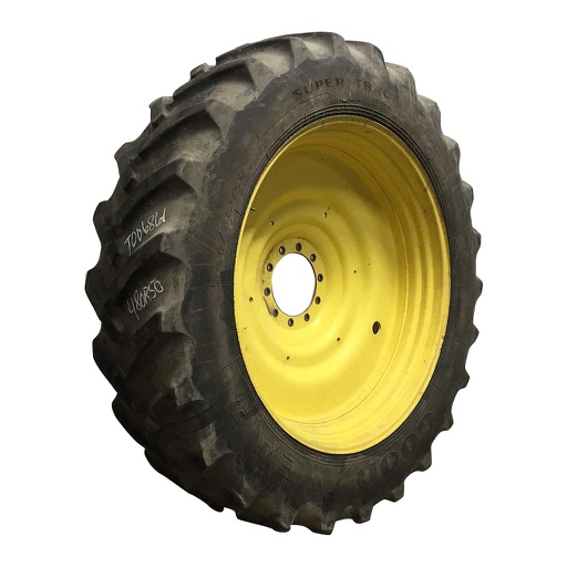 [T006861] 480/80R50 Goodyear Farm DT800 Super Traction R-1W on John Deere Yellow 10-Hole Formed Plate 45%
