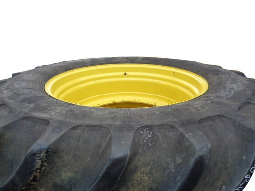 [T003712] 620/70R42 Firestone Radial All Traction DT R-1W on John Deere Yellow 12-Hole Stub Disc 75%