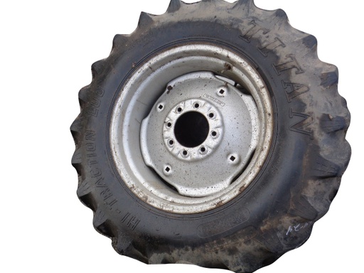 [T003865] 12.4/-24 Titan Farm Hi Traction Lug R-1 on Case IH Silver Mist 8-Hole Formed Plate 55%