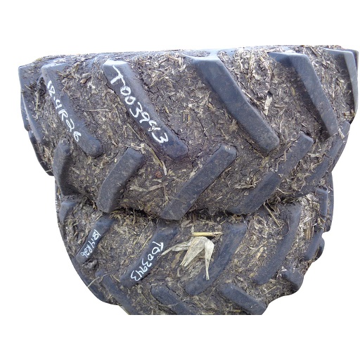 [T003943] 18.4/R26 Goodyear Farm Super Traction Radial R-1W on John Deere Yellow 8-Hole Formed Plate 55%