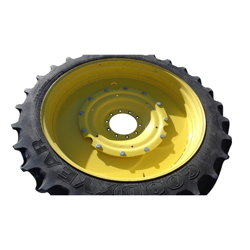 [T004203] 320/90R54 Goodyear Farm DT800 Super Traction R-1W on John Deere Yellow 10-Hole Stub Disc 85%