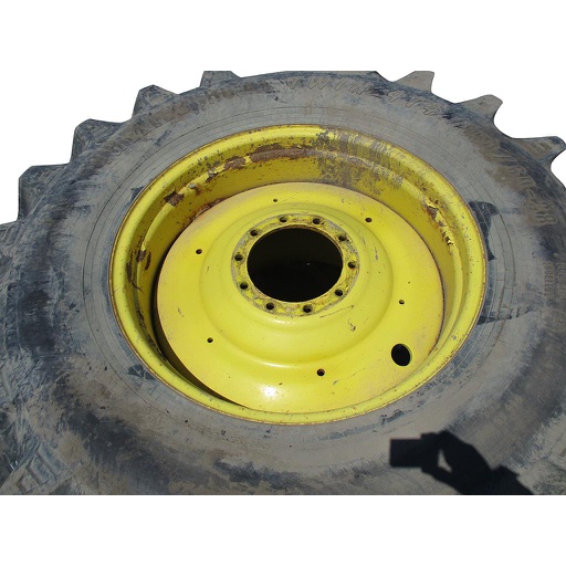 [T004348] 850/60-38 Trelleborg T414 R-1W on John Deere Yellow 10-Hole Formed Plate 65%