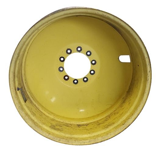 [T010078RIM] 16"W x 38"D, John Deere Yellow 10-Hole Dolly Dual , -13" Offset